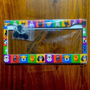 95.Super cute dog design car license plate frame